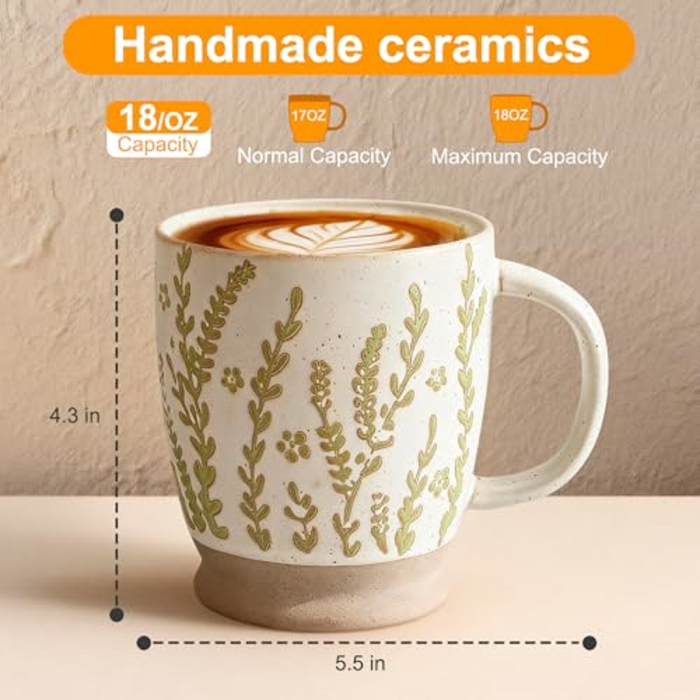 18 oz Coffee Mug Gift for Wome - Handmade Ceramic Mug recension och pris