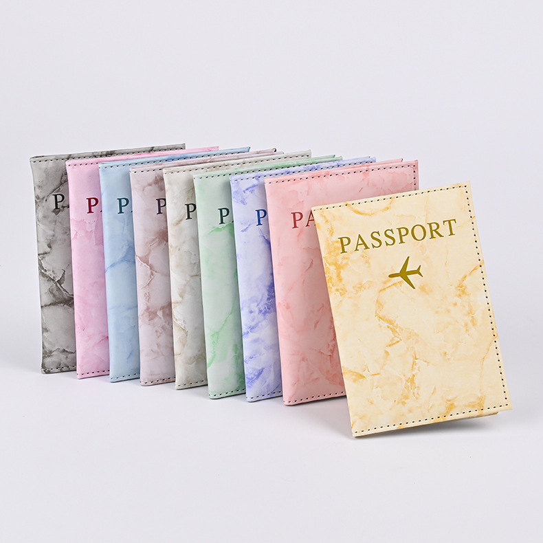 Macaron Color Marble Pattern P - Leather Passport Cover recension och pris